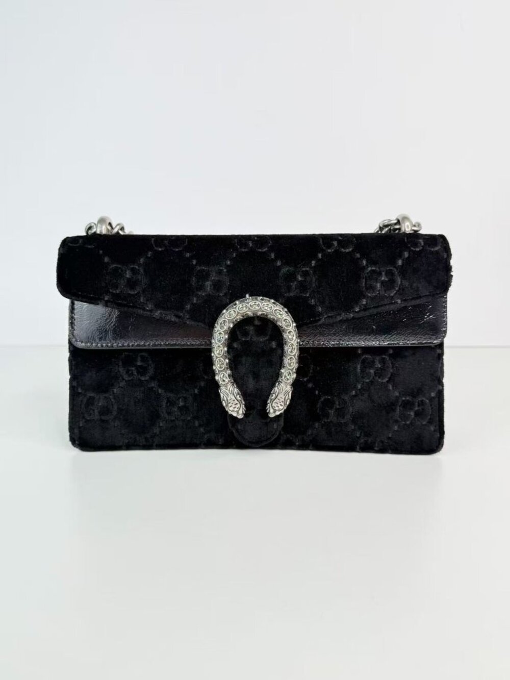 Gucci Dionysus Small GG Velvet Crystal Tiger Head Chain Shoulder Bag
